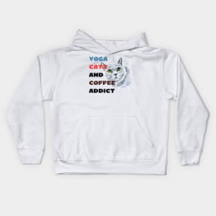 Yoga cats and coffee addict funny quote for yogi Kids Hoodie